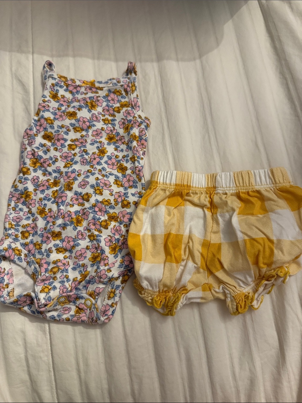 Carter's Floral Tank Bodysuit with Yellow Gingham Bloomers